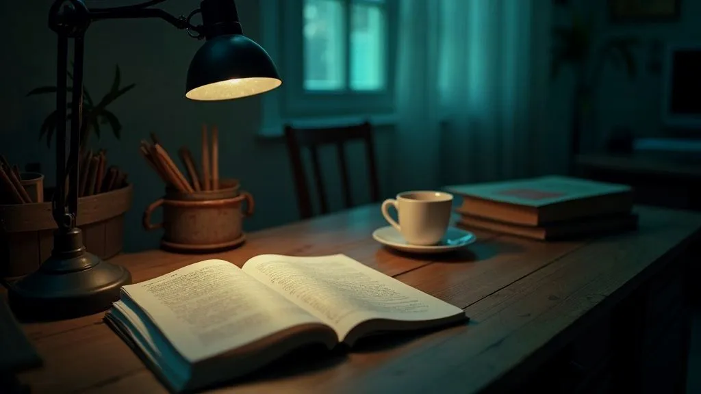 A podcaster narrating a story with engaging visuals and sound effects.
